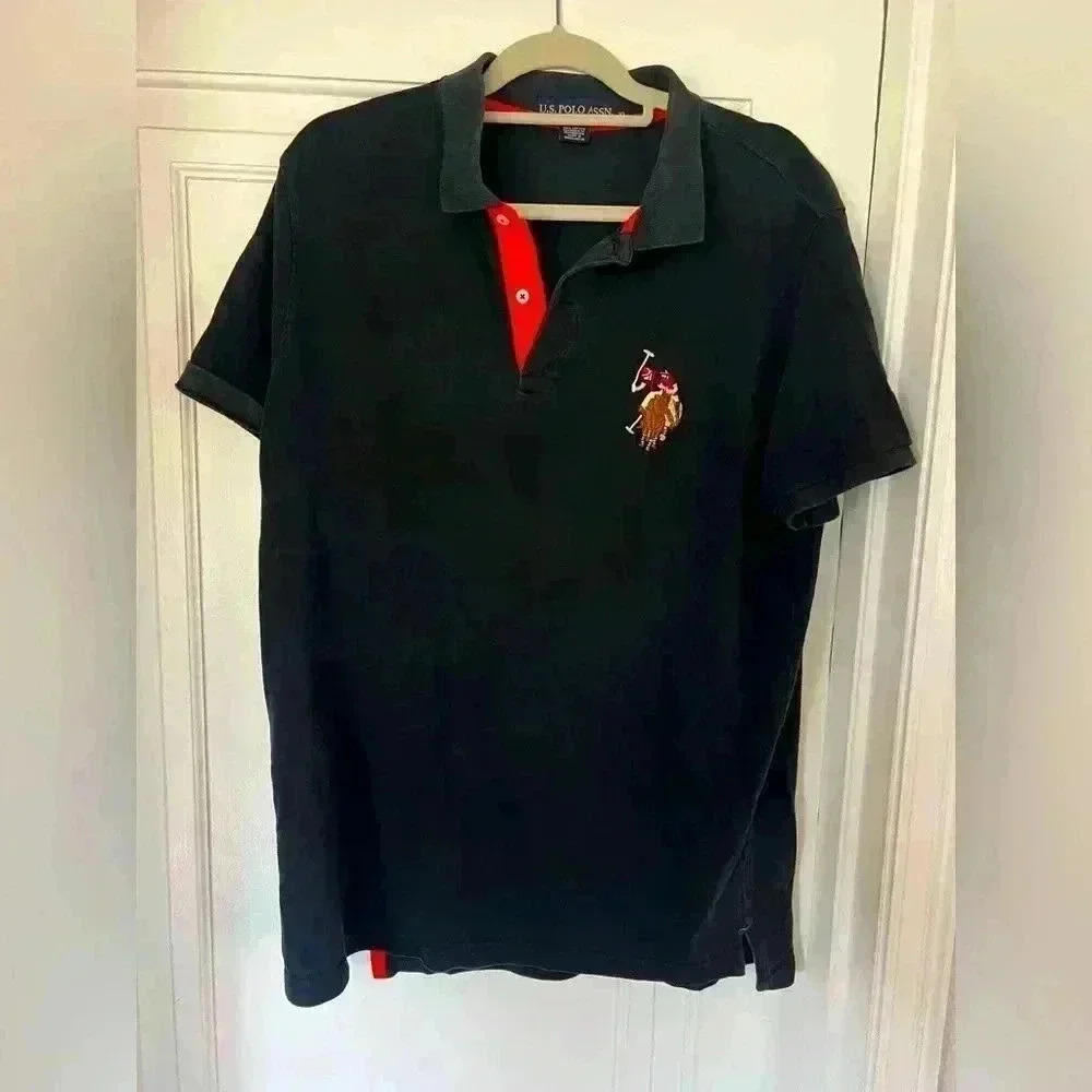 U.S. Polo Assn. Men’s XL Polo Shirt - Black with Red Accents